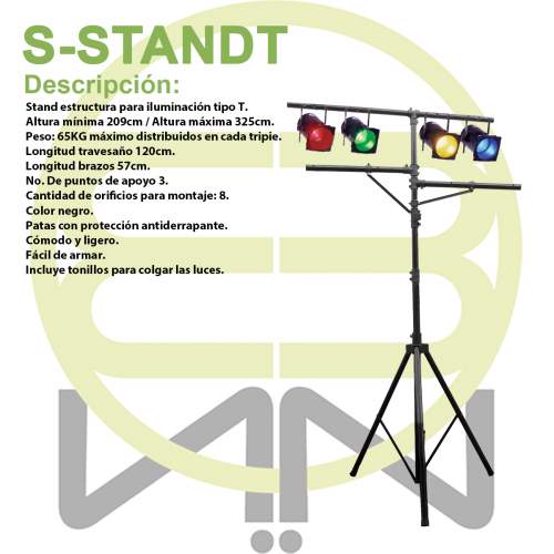 Stand Tripie Pedestal Para Luces Profesional 3.30m De Altura